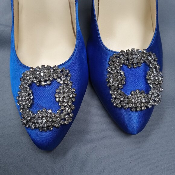 Manolo Blahnik Hangisi Embellished SEX AND THE CITY Stiletto SATIN PUMPS - Picture 11 of 14